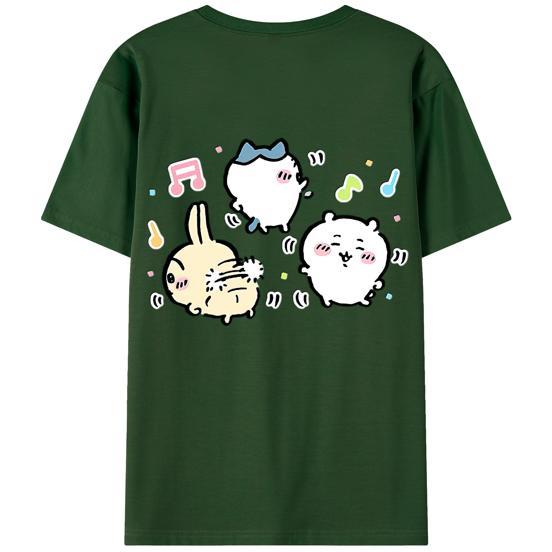 （画像用） ちいかわ うさぎ Chii-kawa usagi 綿100％半袖Tシャツ（背面プリント）